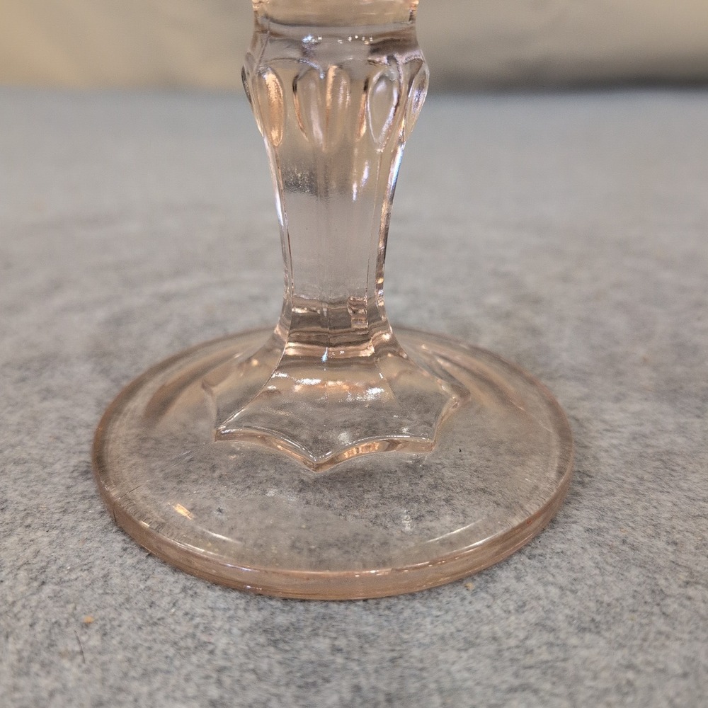Indiana Glass Garland Teardrop Pink Pedestal Compote Bowl Scalloped Rim Vintage - Picture 3 of 6